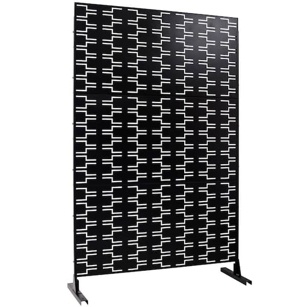 76 in. H x 48 in. W Steel Garden Fence Freestanding Outdoor Privacy Screen in Black