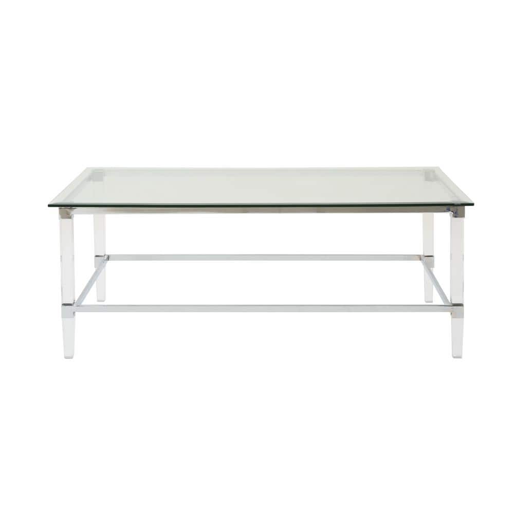Modern Rectangular Glass Coffee Table with Acrylic and Metal Frame