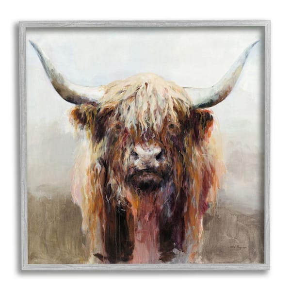 Stupell Industries Abstract Shaggy Cattle Portrait Farm Animal By Marilyn Hageman Framed Print Animal Texturized Art 17 in. x 17 in.