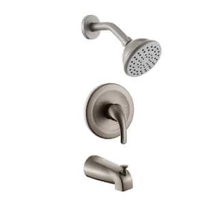 Single Handle 5-Spray Shower Faucet 1.8 GPM with 360° Swivel in. Brushed Nickel Wallmount Water Pressure Balance