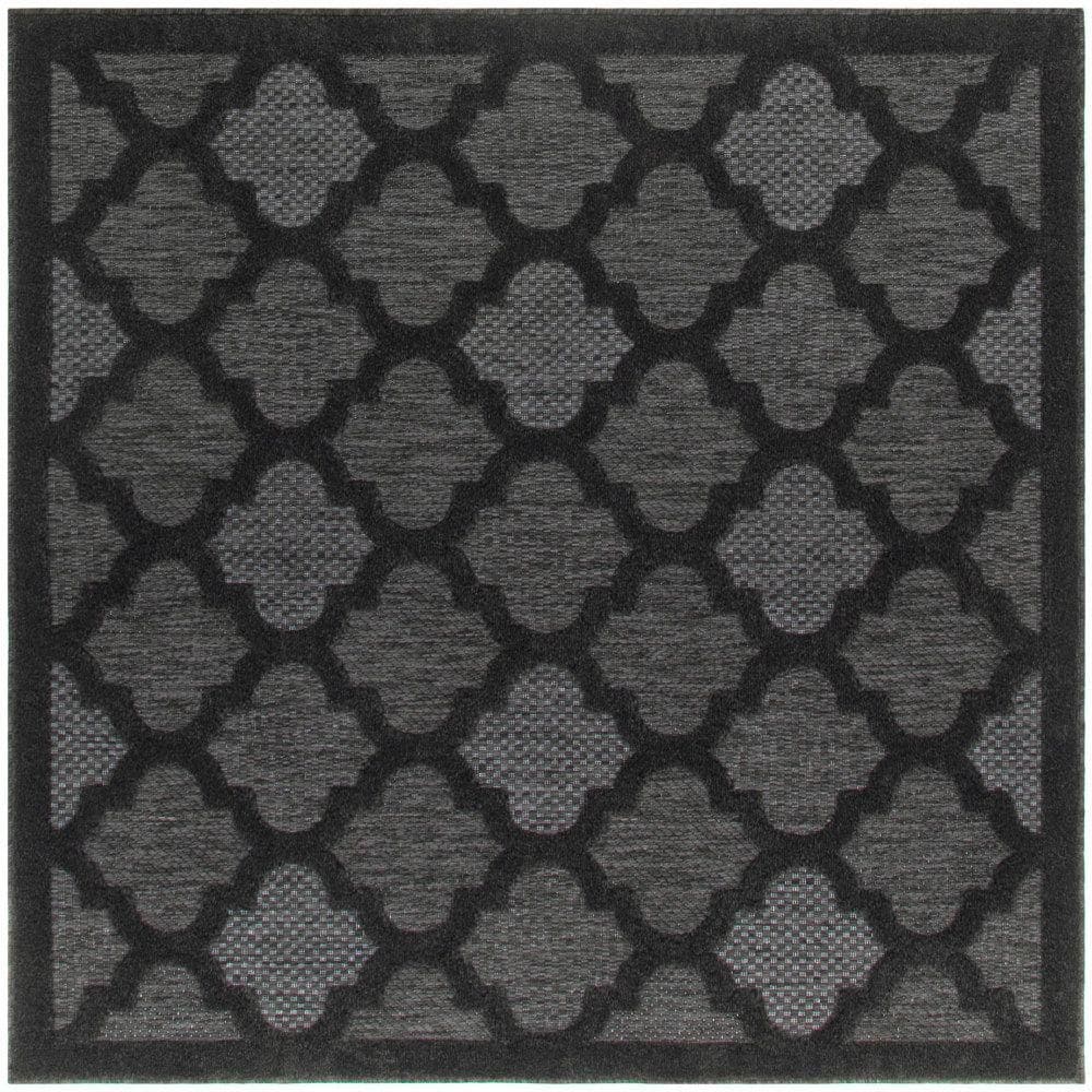 Easy Care Charcoal Black 5 ft. x 5 ft. Trellis Contemporary Square Area Rug price history on PriceWatchPro