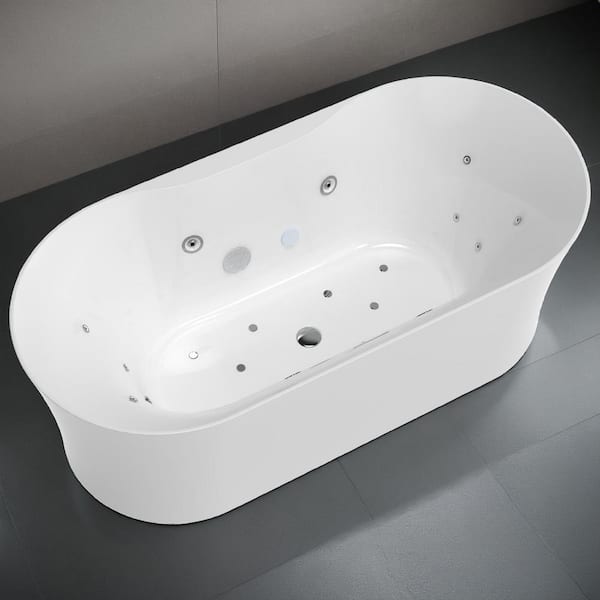Julia Series 67 in. Freestanding Acrylic Combination Bathtub with Touch Sensitive Control and Chroma Lights in White