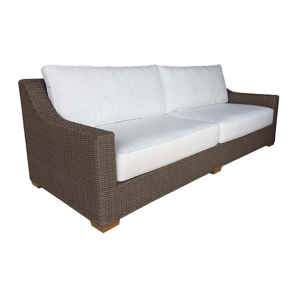 Padma's Plantation Outdoor Nautilus 90.94 in. Kubu Grey Solid Sunbrella Fabric 2-Seater English Rolled Arm Sofa with Polyureathane Foam