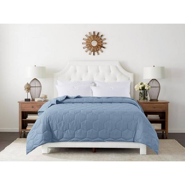 Blue Mist Full Queen Ultra Soft Bed Blanket Woven Diamond Pattern 