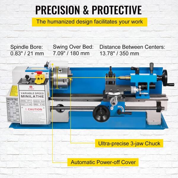thumbnail image 2 of Erie Tools 7x14 Mini Metal Bench Top Variable Speed Lathe And Carbide Cutter Kit 2 of 11