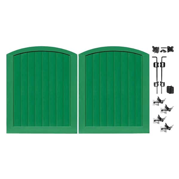Veranda Pro Series 5 ft. W x 6 ft. H Green Vinyl Anaheim Privacy Double Drive Through Arched Fence Gate