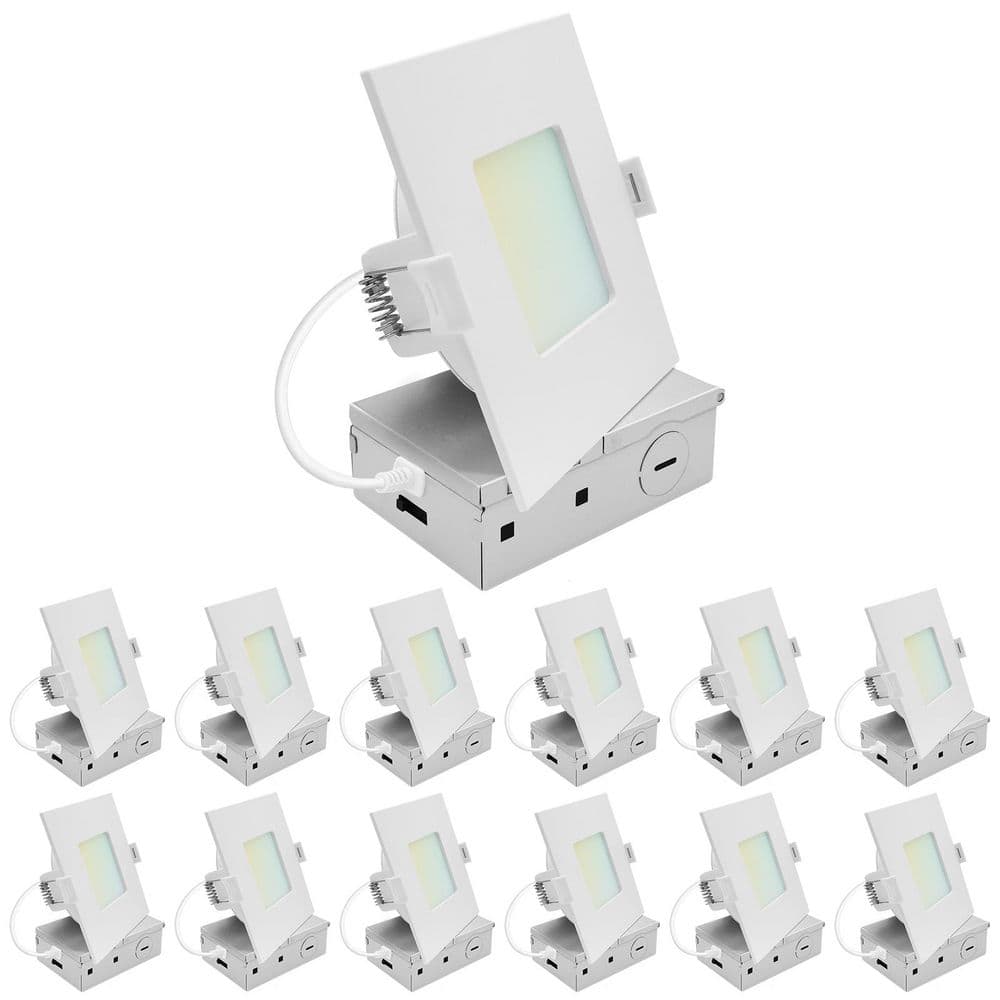 LUXRITE 4 in. Integrated LED Square Recessed Light, Mini Panel