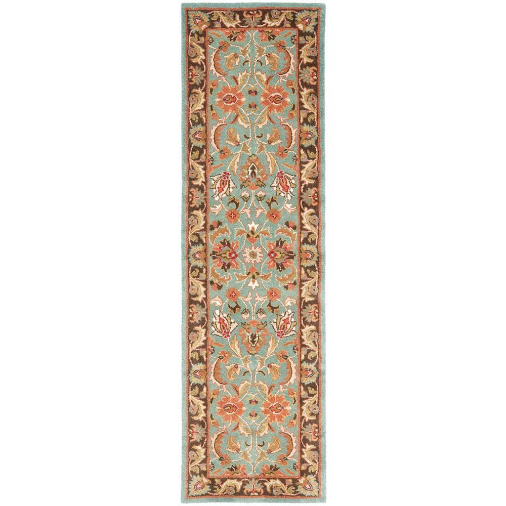 Heritage Blue and Brown Floral Wool Tufted Rug