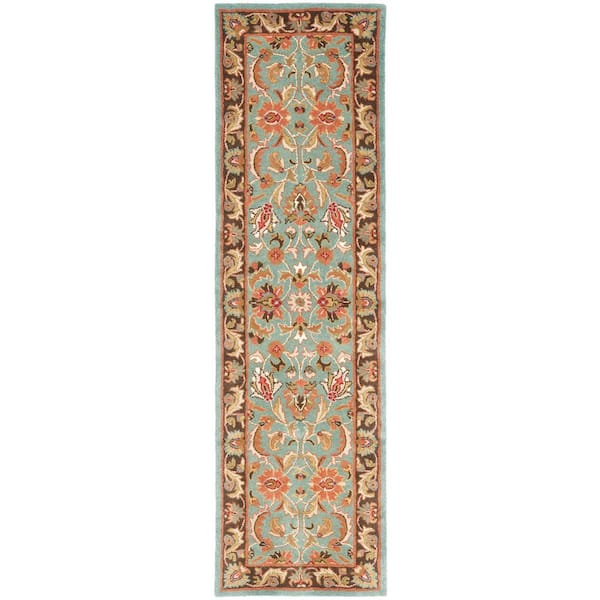 SAFAVIEH Heritage Blue/Brown 2 ft. x 8 ft. Floral Antique Runner Rug