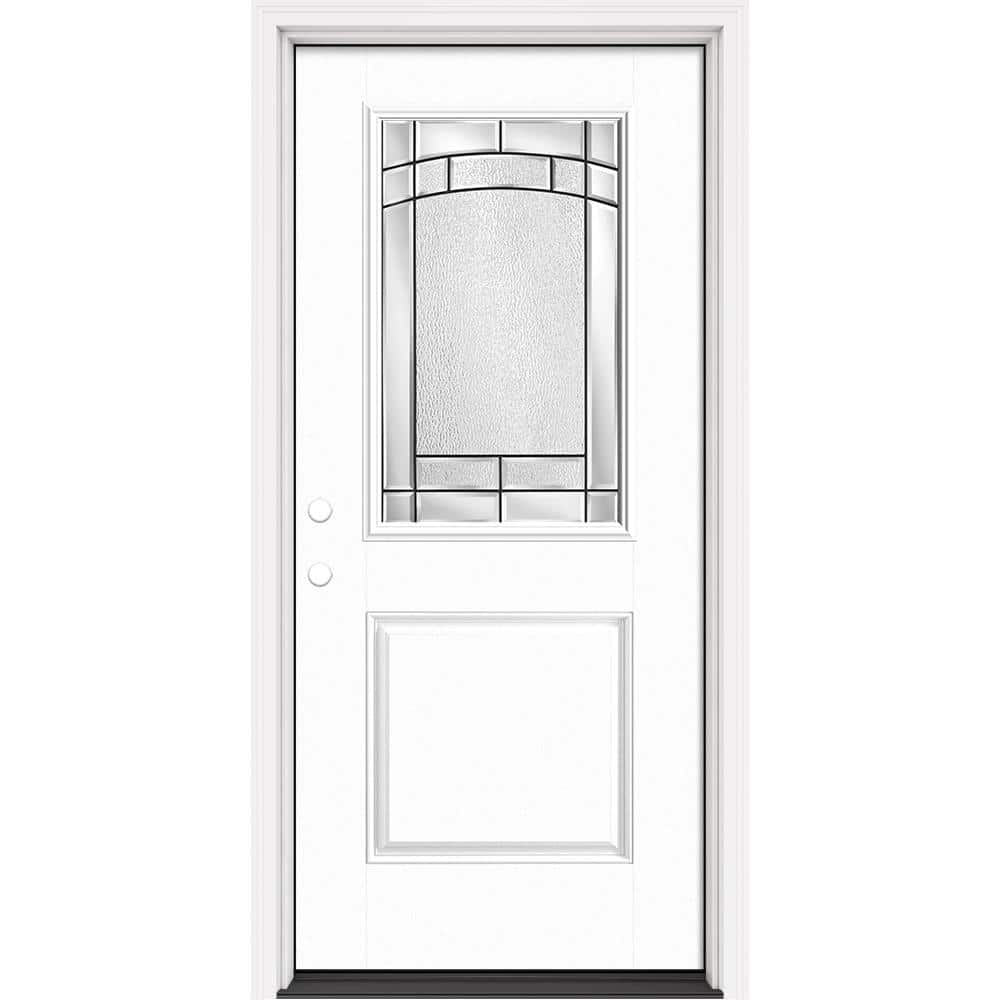Performance Door System 36 in. x 80 in. 1/2 Lite Element Right-Hand Inswing White Smooth Fiberglass Prehung Front Door price history on PriceWatchPro