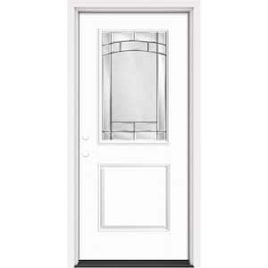 Performance Door System 36 in. x 80 in. 1/2 Lite Element Right-Hand Inswing White Smooth Fiberglass Prehung Front Door
