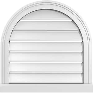 22 in. x 22 in. Round Top Surface Mount PVC Gable Vent: Functional with Brickmould Sill Frame
