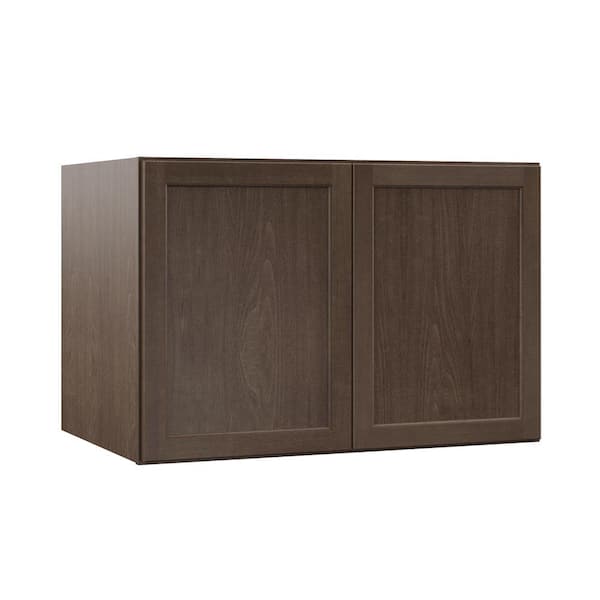 Hampton Bay Shaker 36 in. W x 24 in. D x 18 in. H Assembled Deep Wall Bridge Kitchen Cabinet in Brindle without Shelf