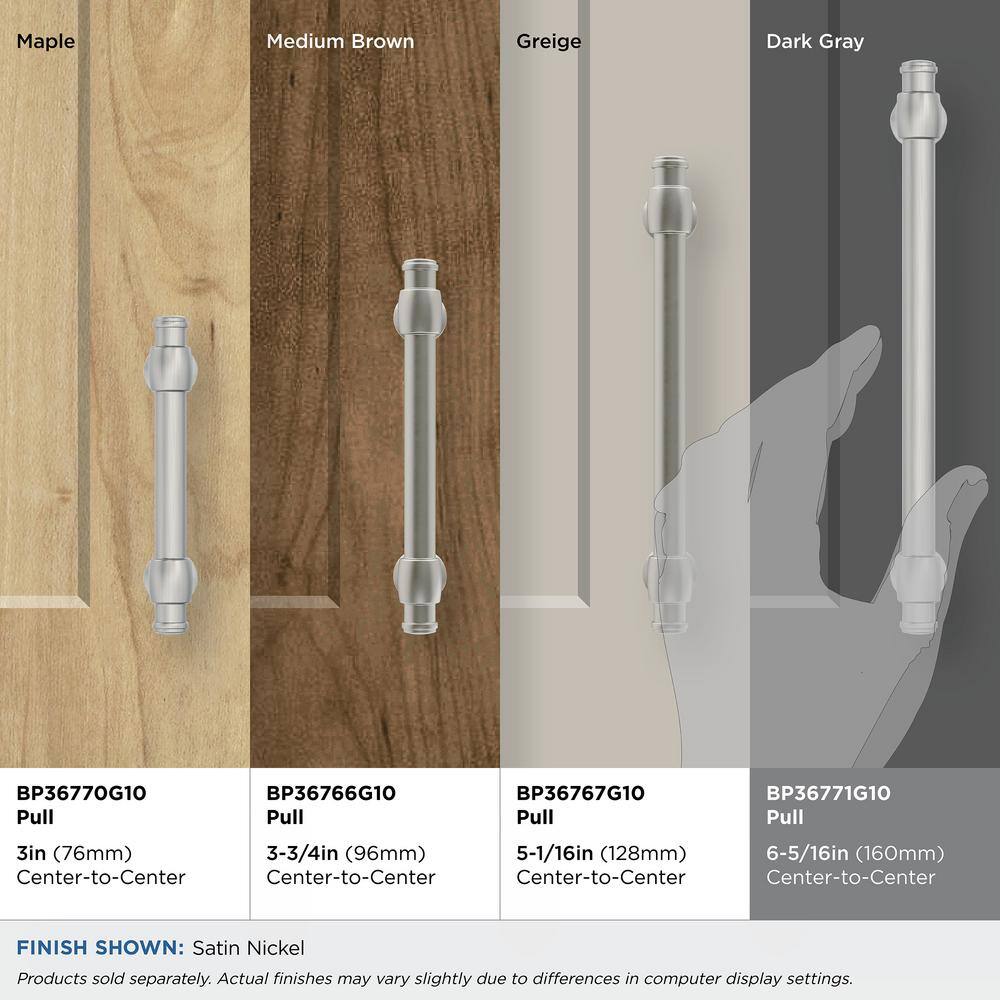 Satin Nickel 6-5/16 inch Center-to-Center Cabinet Pull