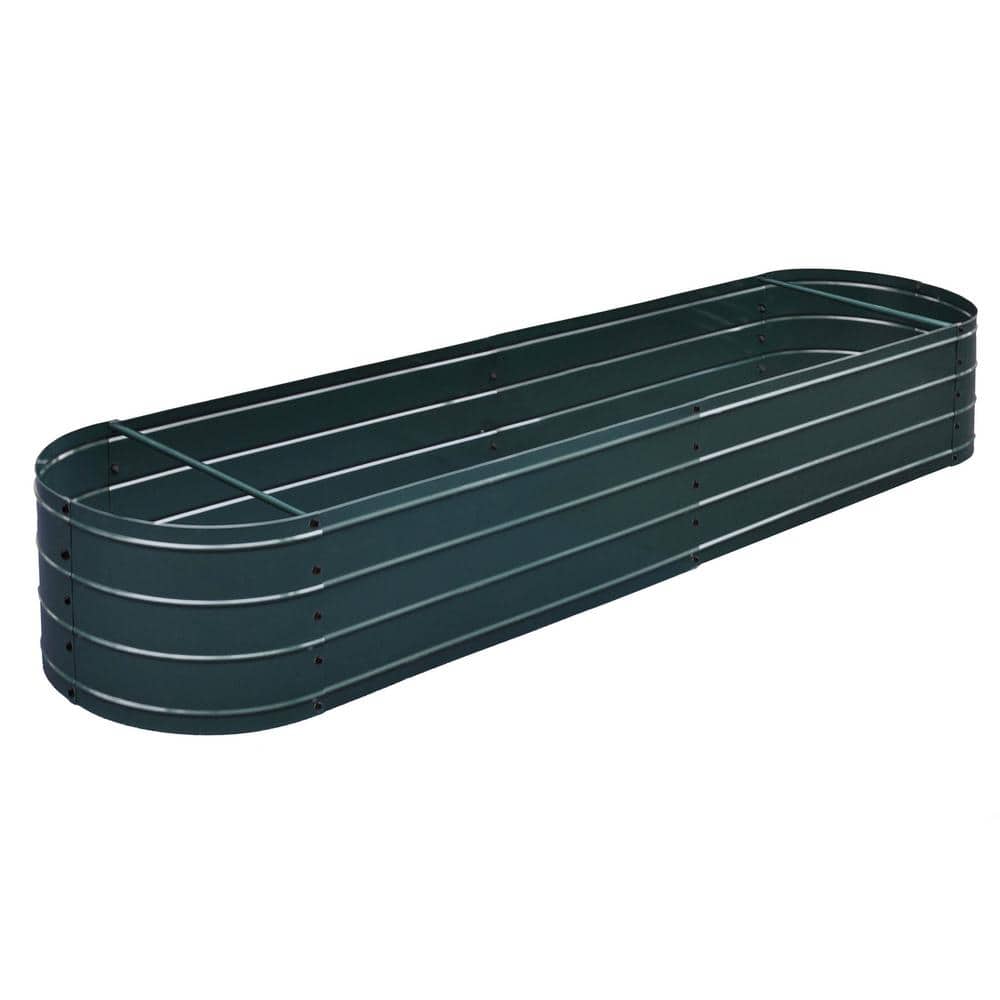 Green Oval Galvanized Steel Raised Garden Bed, 79.25"