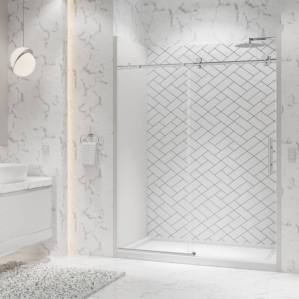 Holcam Eclipse 60 in. W x 74 in. H Frameless Sliding Shower Door in