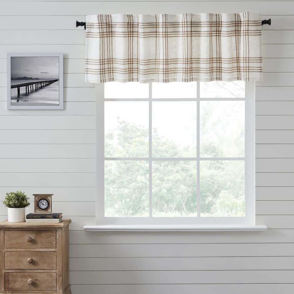 Wheat Plaid Rod Pocket Valance 72" Wide