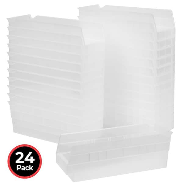 30120 Plastic Stackable Shelf Bins, 12 in. x 4 in. x 4 in. Clear, 24-Pack