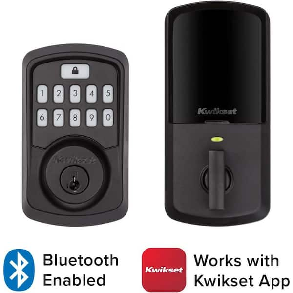 Kwikset Aura Matte Black Single Cylinder Electronic Bluetooth