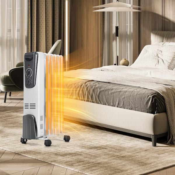 GIVIMO Oil-Filled Heater 1500W White Indoor Electric Radiant Space