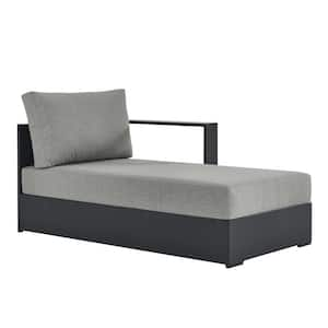 Tahoe Patio Powder-Coated Aluminum Outdoor Modular Right-Facing Chaise Lounge in Gray Gray