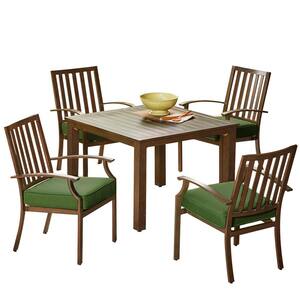 Bridgeport 5-Piece Metal Stationary Outdoor Dining Set with Green Cushions