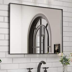 32 in. W x 40 in. H Rectangular Aluminum Framed Wall Bathroom Vanity Mirror in Black