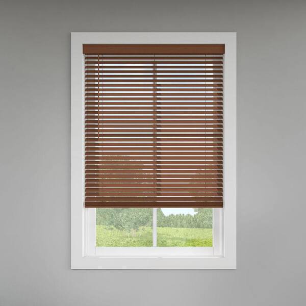 Levolor Classic Value Walnut Cordless Room Darkening Faux Wood Blinds with 2 in. Slats - 19 in. W x 30 in. L