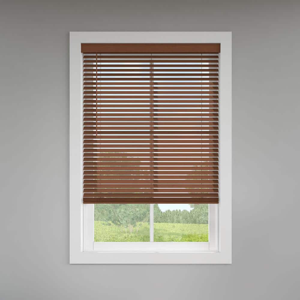 Classic Value Walnut Cordless Room Darkening Faux Wood Blinds with 2 in. Slats - 23.75 in. W x 78 in. L, Custom price history on PriceWatchPro