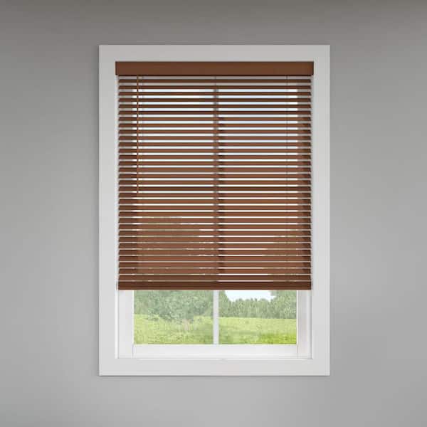 Levolor Classic Value Walnut Cordless Room Darkening Faux Wood Blinds with 2 in. Slats - 75.5 in. W x 48 in. L