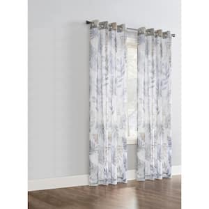 Alba Taupe Polyester Prin.t 52 in. W x 84 in. L Floral Grommet in.door Sheer Curtain. (Sin.gle Panel)