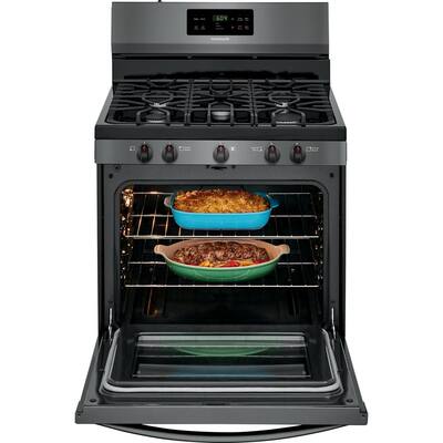 30 in. 5.0 cu. ft. Gas Range with Self-Cleaning Oven in Black Stainless Steel