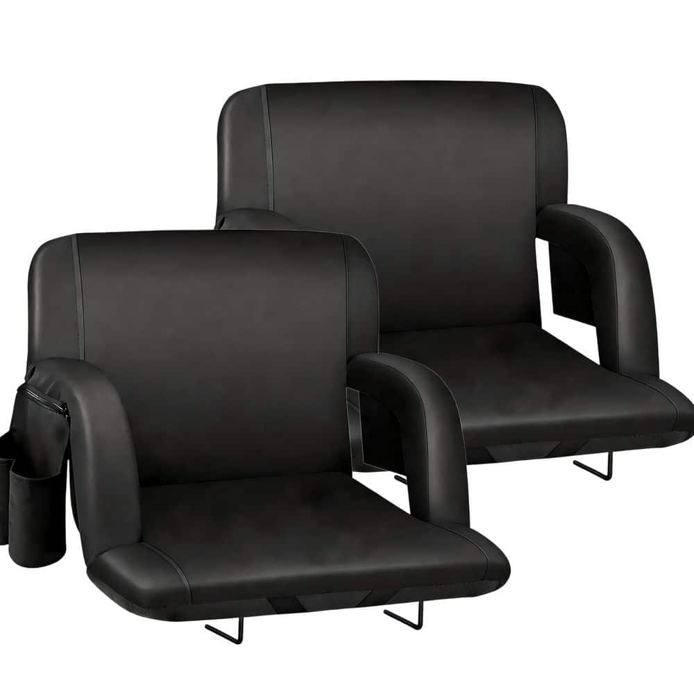 2PK Stadium Seat with Back Support, Foldable Reclining Bleacher Chair with Straps and Pockets Black 25 in. price history on PriceWatchPro
