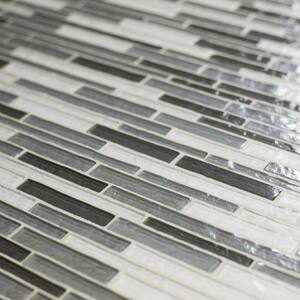 Southwestern Style Gray Linear Mosaic 11.75 in. x 15.25 in. Textured Glass Wall and Pool Tile  (12 sq. ft.)