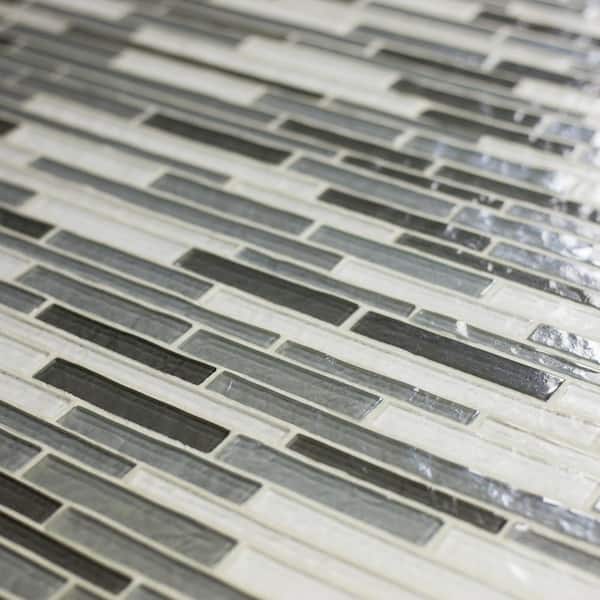 Geo Gray 12 in. X 12 in. Linear Textured Glass Mosaic Wall And Pool Tile (10 Sq. Ft./Case)