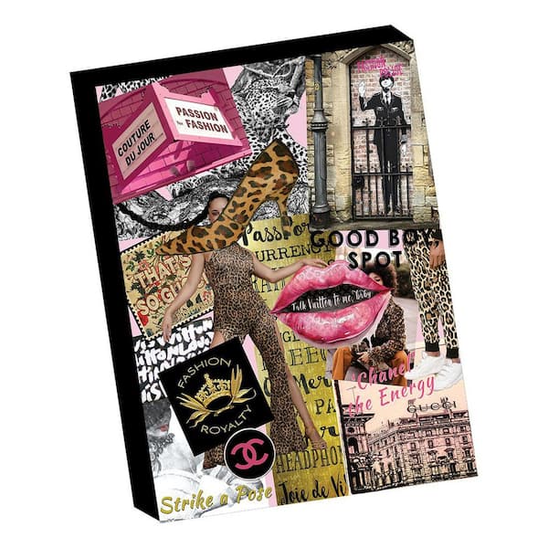 VENICE BEACH Collections Fashion Mood Board Pink and Gold by Grotto Studios 1-Piece Unframed Graphic Print Abstract 24 in. x 18 in.
