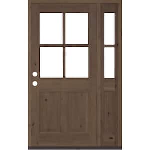 50 in. x 80 in. Alder Right-Hand/Inswing 4-Lite Clear Glass Provincial Stain Wood Prehung Front Door/Right Sidelite