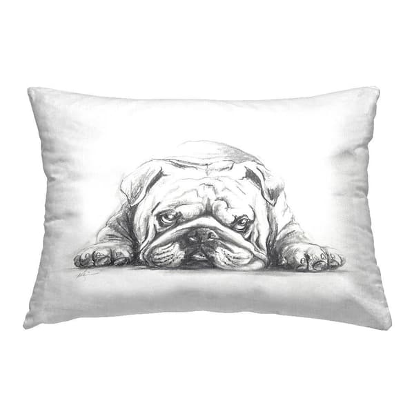 Stupell Industries Bulldog Puppy Naptime White Print Polyester 14 in. X 20in. Throw Pillow