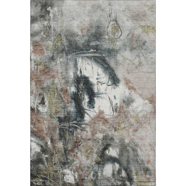 Mayfield Premium Machine Washable Abstract AMF2202 Taupe 10 ft. x 14 ft. Area Rug