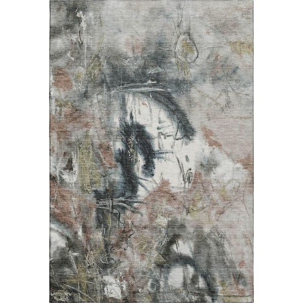 Mayfield Premium Machine Washable Abstract AMF2202 Taupe 3 ft. x 4 ft. Area Rug
