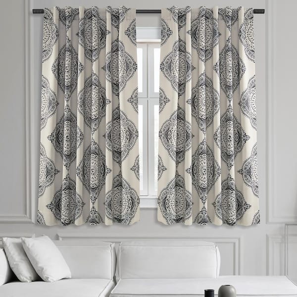 Exclusive Fabrics & Furnishings Henna Black Rod Pocket Room Darkening Curtain - 50 in. W x 63 in. L (1 Panel)