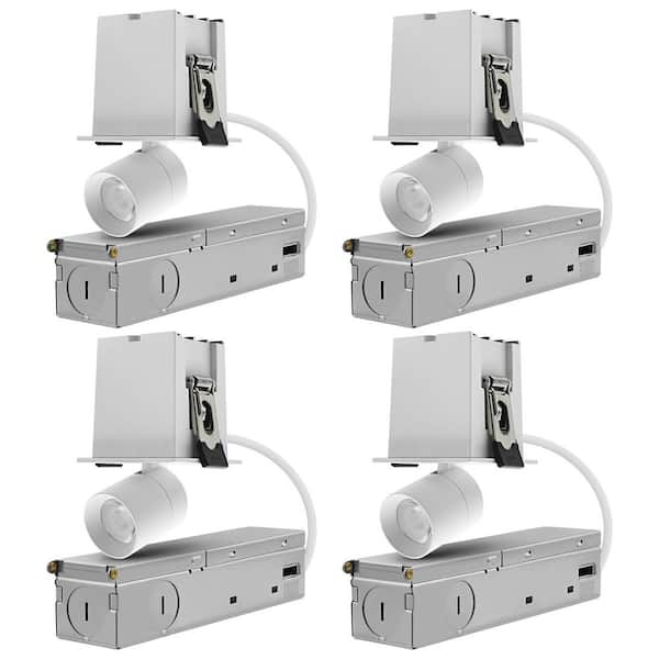 2 In. 1-Head Integrated LED Adjustable Recessed Light, 5CCT, CRI90, 3W, 200LM, 355° & 80° Tilt, Dimmable IC Rated 4 Pack