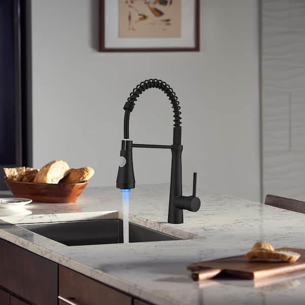 Spring Single Handle Pull Down Sprayer Kitchen Faucet Single Hole