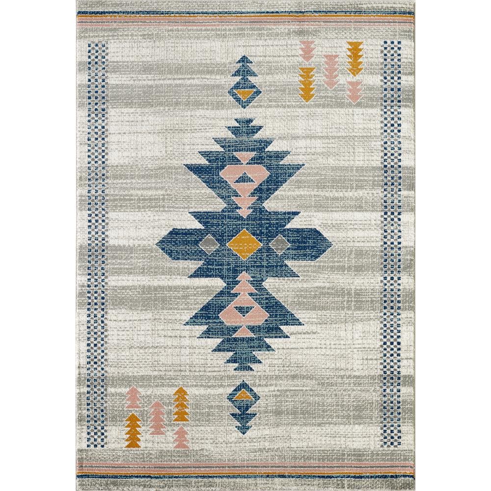 Porto Beige 7 ft. 9 in. x 10 ft. 2 in. Abstract Polypropylene Area Rug