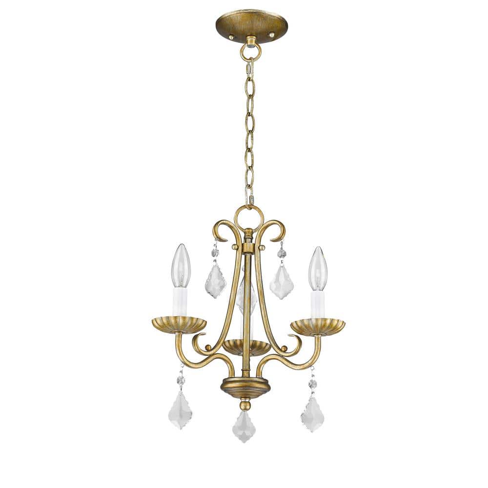 Mini Gold Steel Crystal Candle Chandelier Light