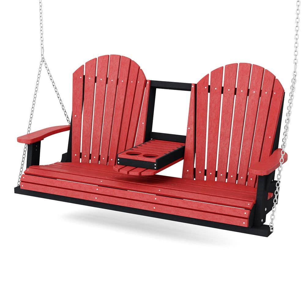 Heritage 2-Person Cardinal Red and Black HDPE Plastic Porch Swing with Console price history on PriceWatchPro