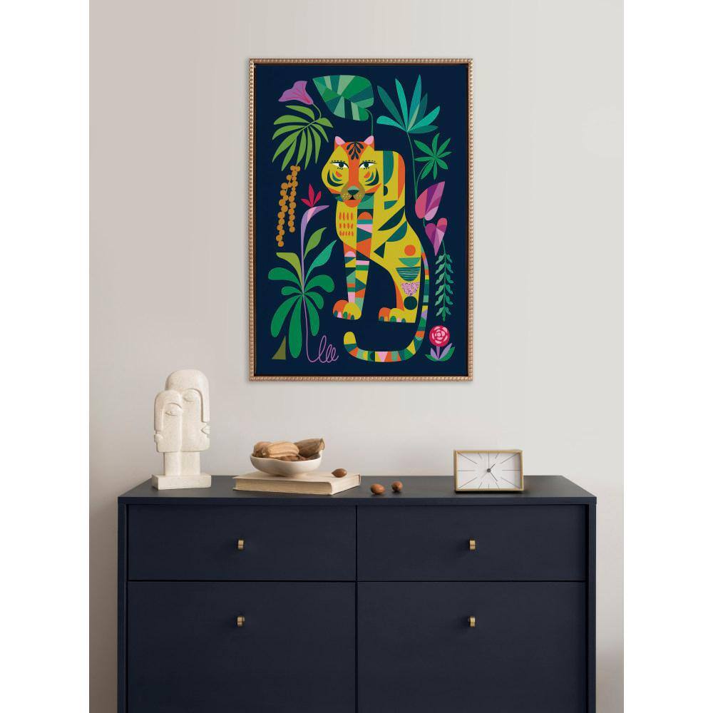 Colorful Mid-Century Tiger in Forest Canvas Art, 23" x 33"