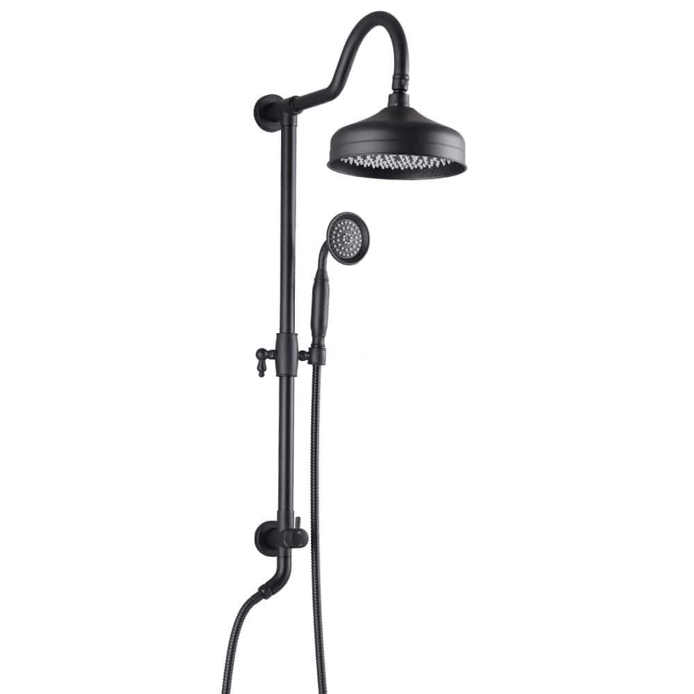 Single Handle 1-Spray Wall Mount Shower Faucet 1.8 GPM with Ceramic Disc Valve 8 in. Brass Shower System in Matte Black price history on PriceWatchPro