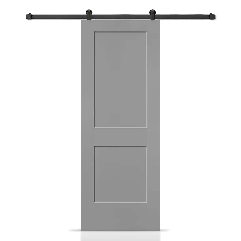 CALHOME 30 in. x 80 in. Light Gray Painted MDF Solid Core 2Panel