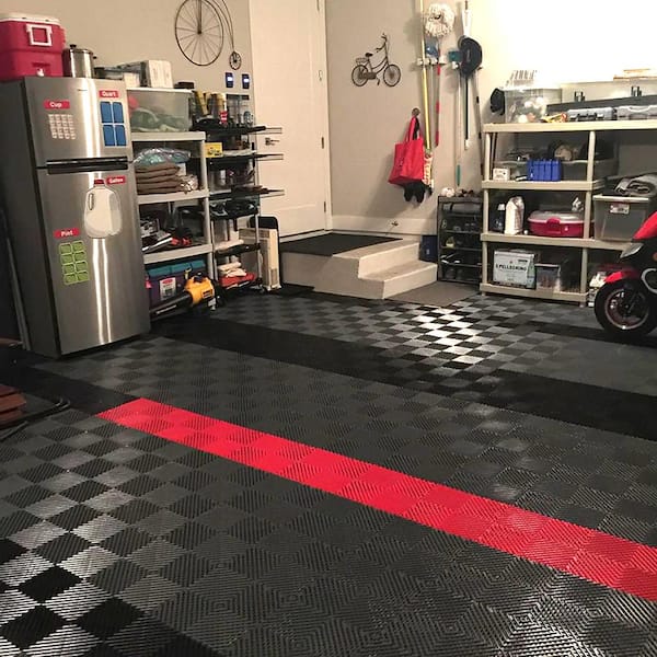 Garage Floor Mat Tile Interlocking Perforated Flooring Rubber Basement Auto  Shop